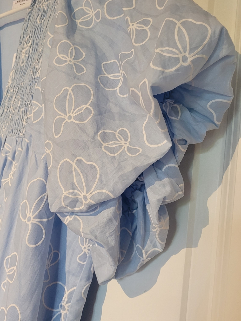 Annie Light Blue Floral Smocked Dress - Picture 3 of 6